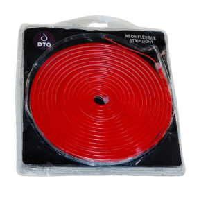 12V Neon Strip Light – Red Color – Flexible PVC – 5 Meter Roll